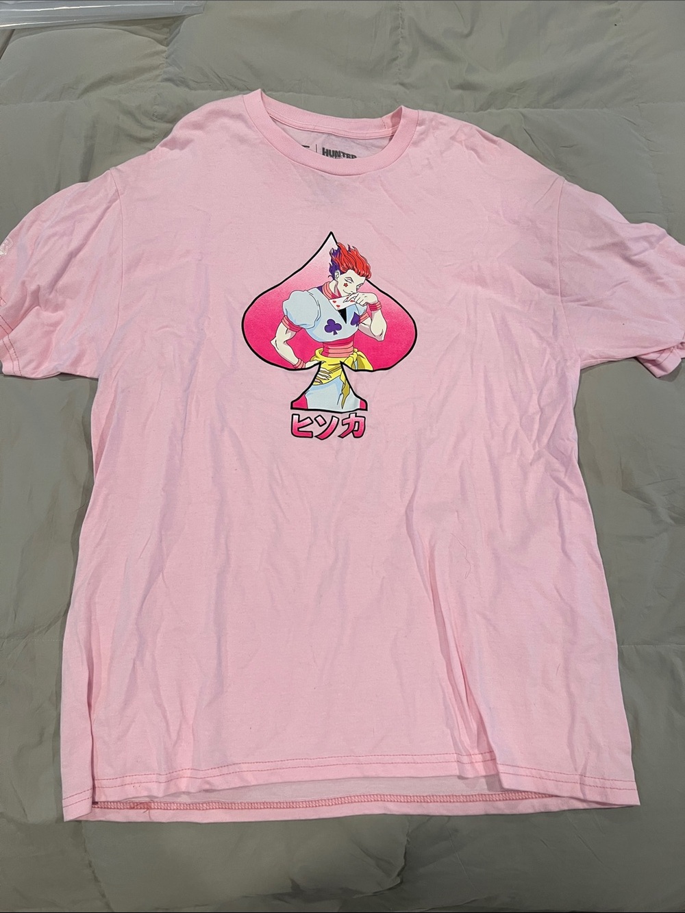 Hunter Pink Graphic Short Sleeve Tee with Anime Spade Design
